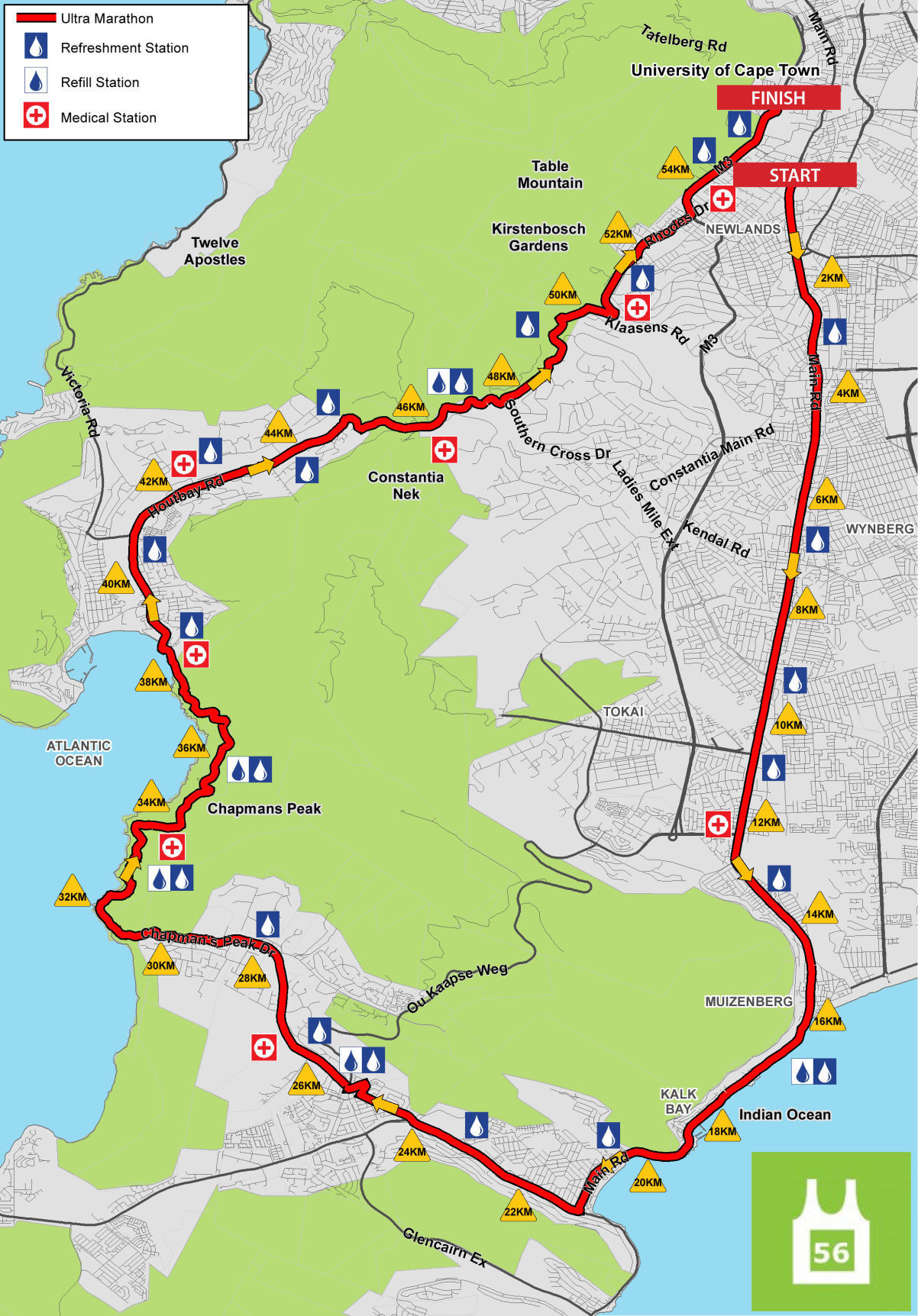Two Oceans Ultra Marathon Course